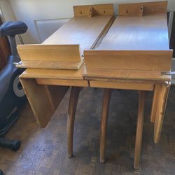 Vintage Mid Century Heywood Wakefield Wishbone Leg Table With Two Leaves
