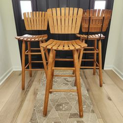 Three Wooden Bar Stools