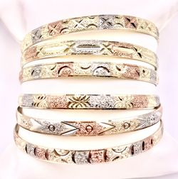 Bangles Bracelet Tricolor Color Filled Pulseras Semanarios Oro Laminado 