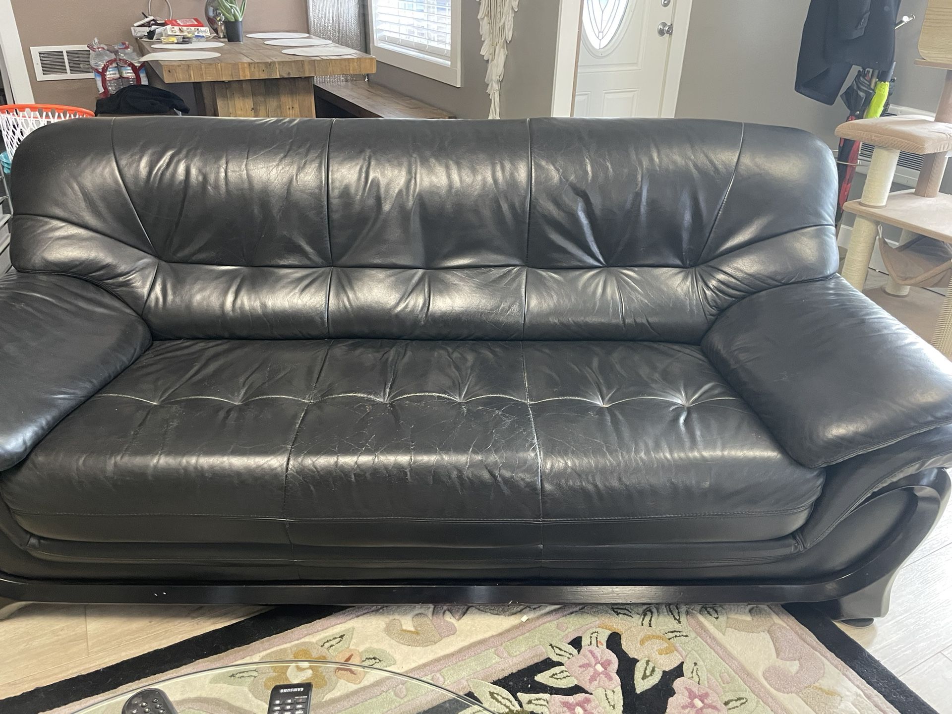 Black Leather Couch 3 Pc