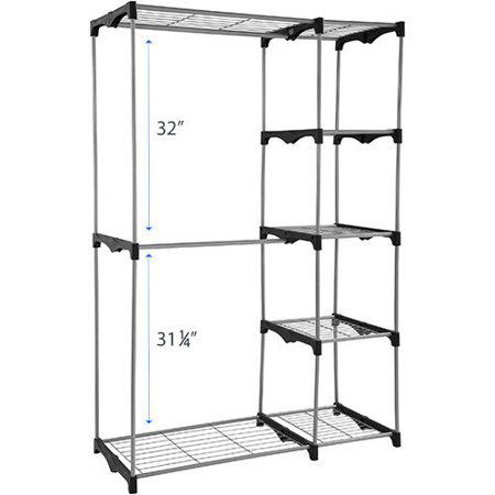 Mainstays Wire Shelf Closet Organizer, Black/Silver