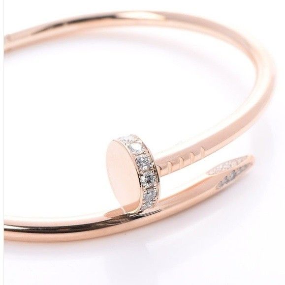 Nail Bracelet In Rose Gold With Rhinestones