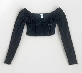 West Of Melrose Black lace corset long sleeve corset top Size Small