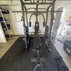 Vesta Fitness Smith Machine 1001 w/Bench Attachment | 245lb Cast Iron Olympic Weights | 7ft Olympic Bar | Fitness | Gym Equipment | FREE DELIVERY 🚚 