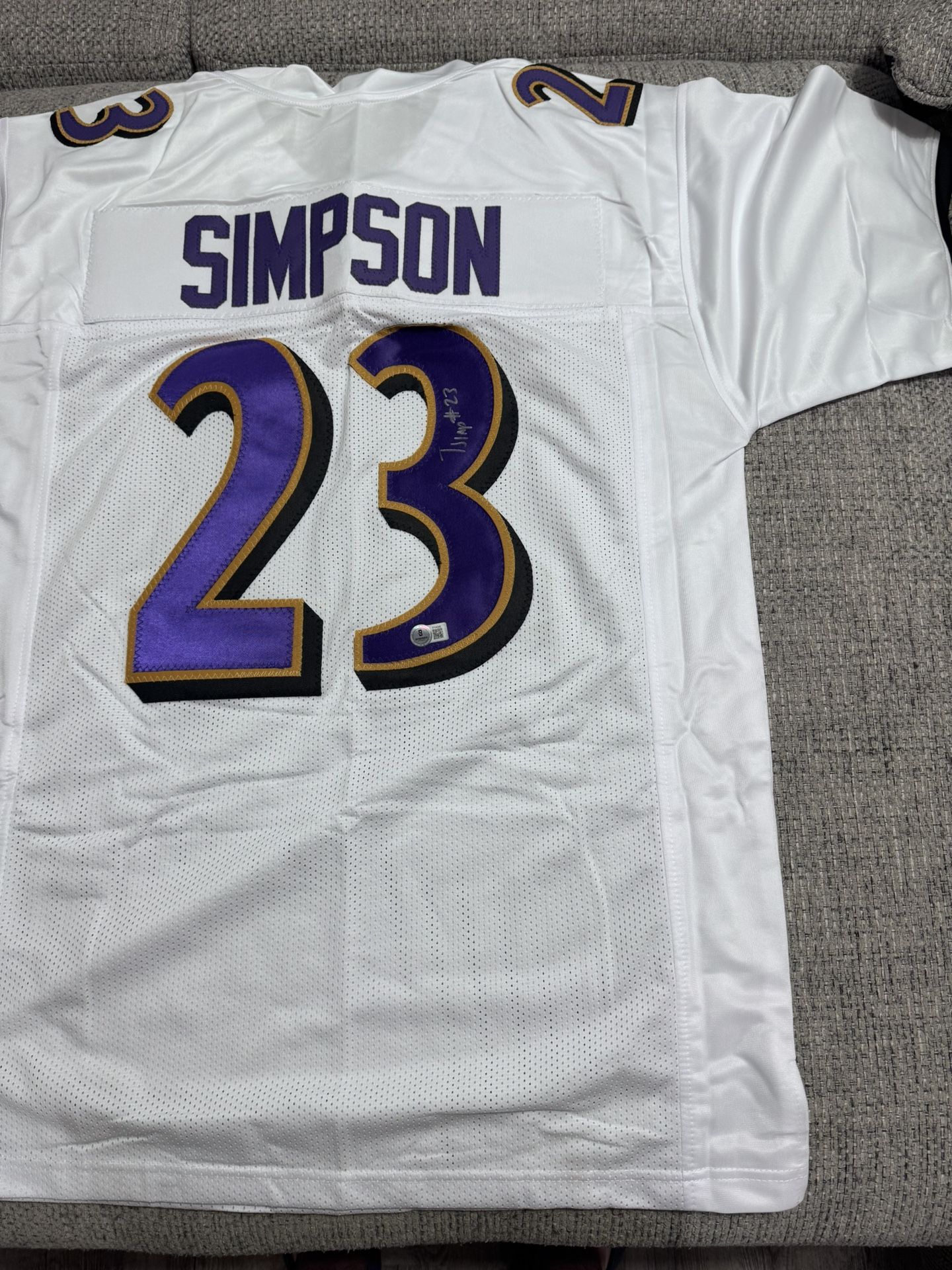 Trenton Simpson Signed Autograph Custom Jersey - Beckett Coa - Baltimore Ravens