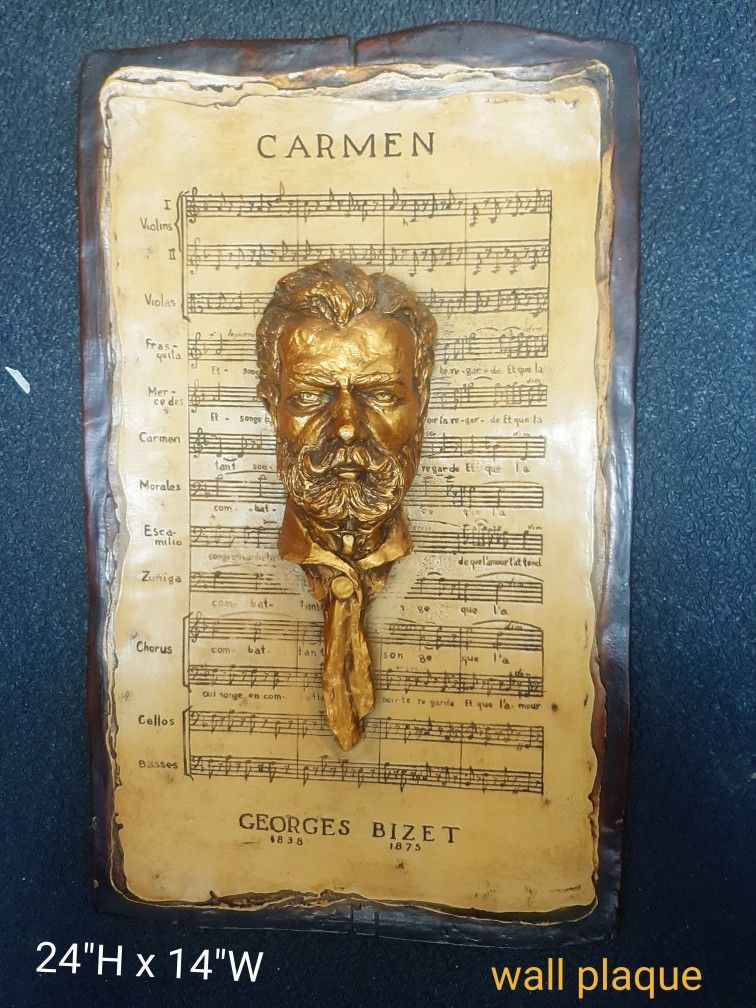 Vintage Georges Bizet CARMEN Music Sheet Wall Plaque / Collectible Music Wall Hanging Plaque
