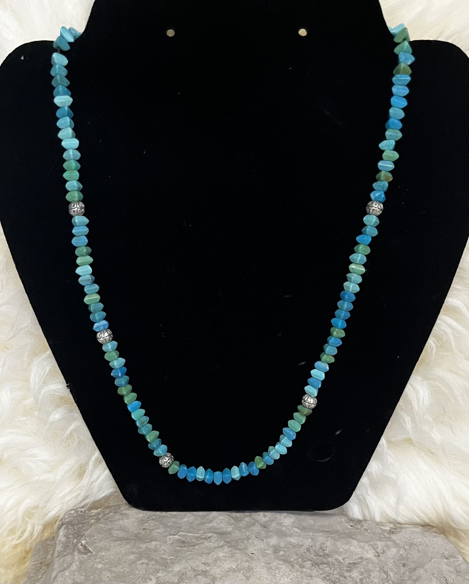Faux Turquoise Beaded Necklace 