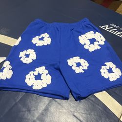 Blue Denim Tear Shorts 