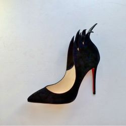 Christian Louboutin Victorina 100 Black Suede Flame Pumps