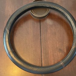 Leather steering wheel cover