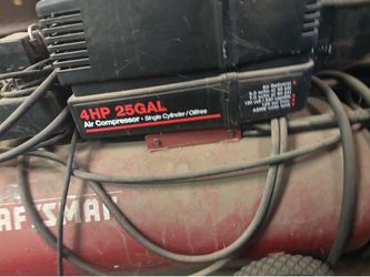 Sears Craftsman 25-gallon, 4 HP single-cylinder, oil-free portable air compressor. )