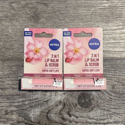 Nivea 2 In 1 Lip Balm & Scrub $3 Each  