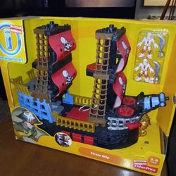 FISHER PRICE PIRATE SHIP UNOPENED

-STILL UNOPENED BUT THRE ARE TEARS AT TOP OF BOX AS SHOWN IN PHOTOS 
-ASKING JUST 65 OR BEST OFFER 
