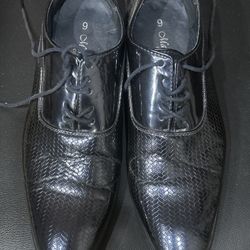 Navy Blue Italian Leather Dress Shoes, Size 10, New
