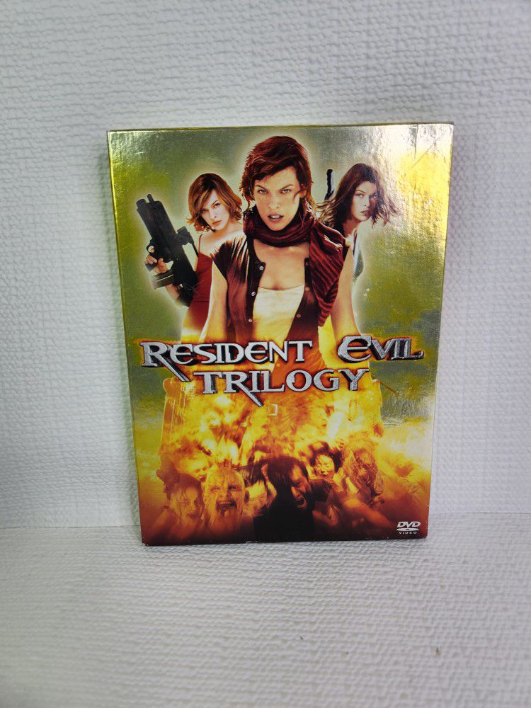 Resident Evil Trilogy Resident Evil Apocalypse  Resident Evil Extinction DVD. Good condition  no scuffs or scratches.  