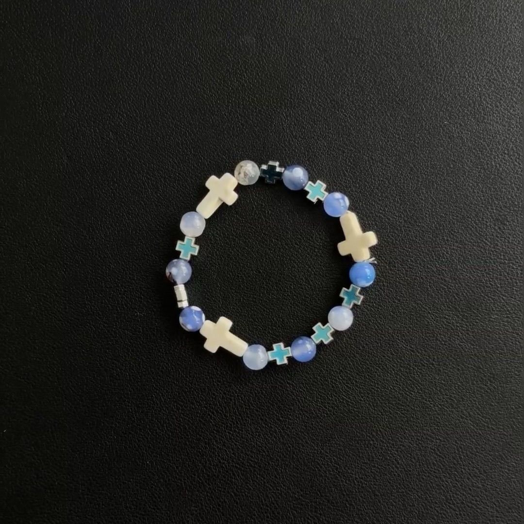 Cross bracelet high end pine stone personality stitching bracelet niche design simplicity niche accessories versatile accessories