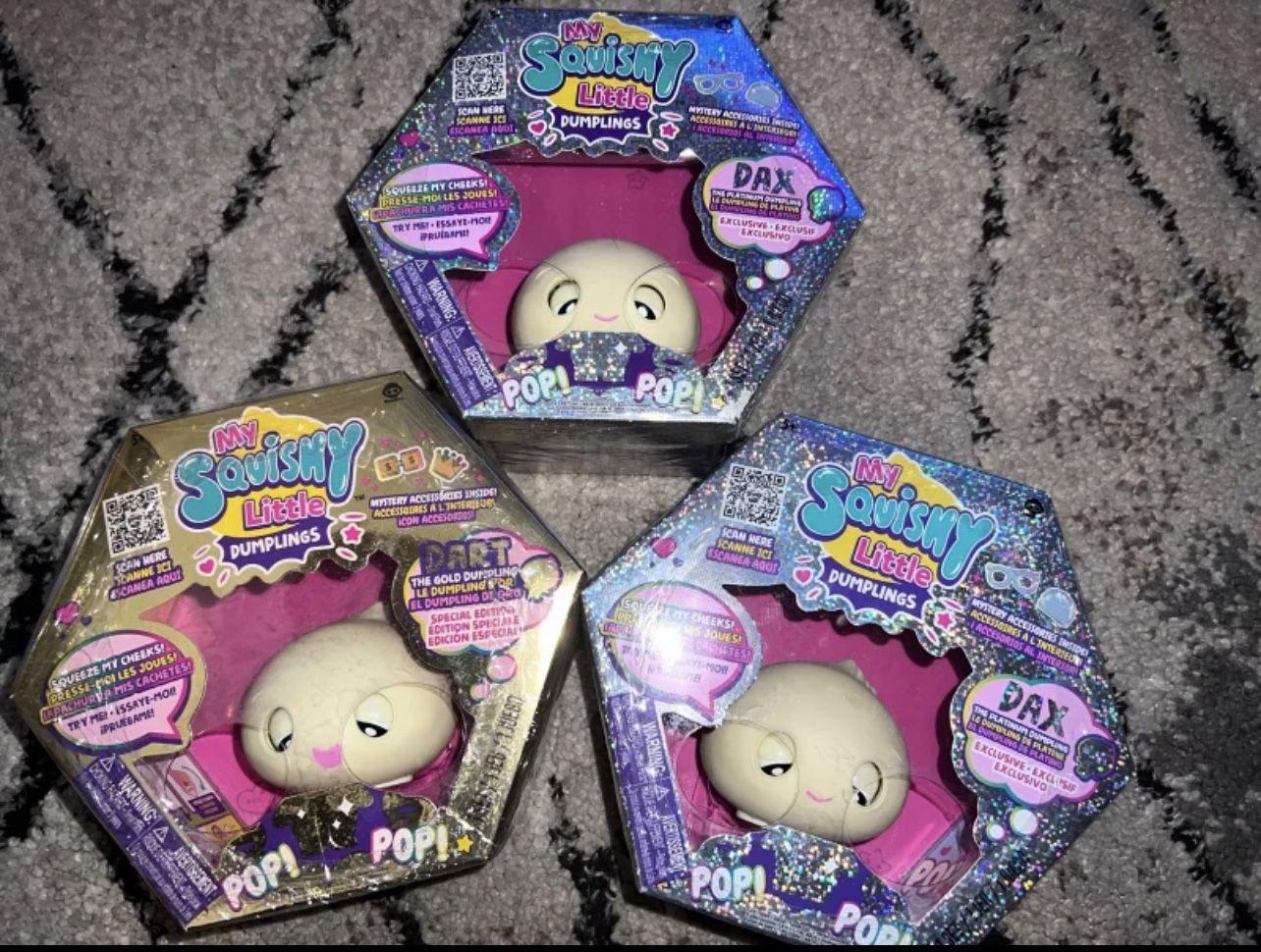 My Squishy Little Dumplings Platinum Dax x 2 and Gold Dart brand new in box