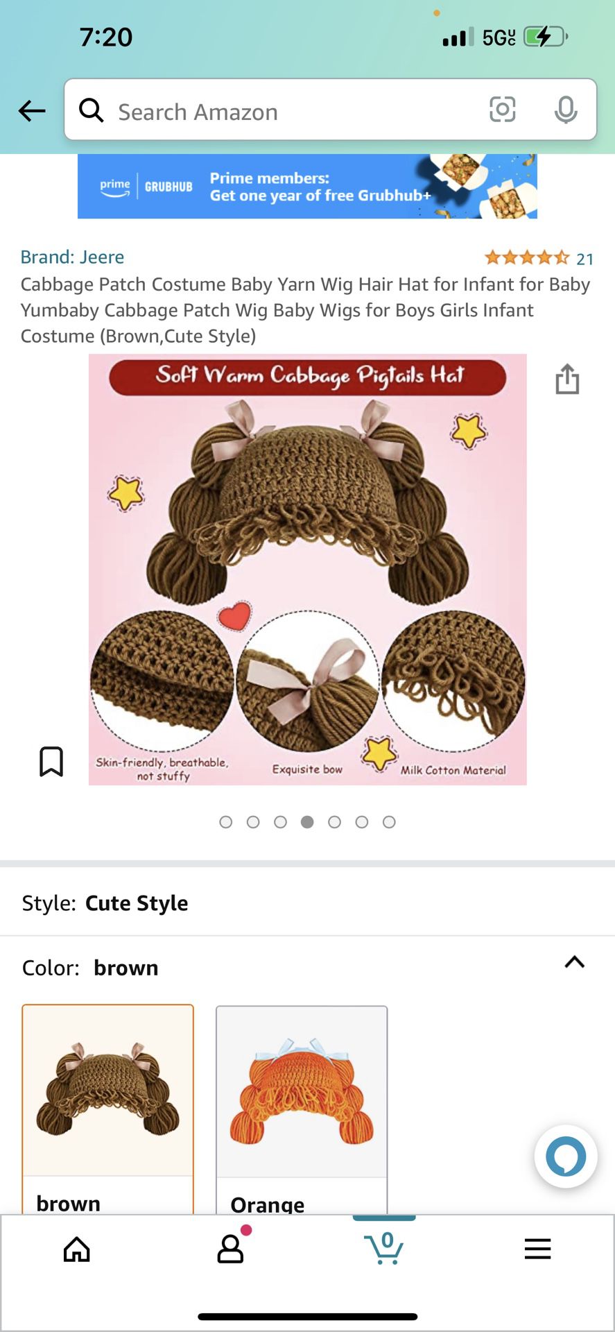 Cabbage Patch Costume Baby Yarn Wig Hair Hat for Infant for Baby Yumbaby Cabbage Patch Wig Baby Wigs for Boys Girls Infant Costume (Brown,Cute Style)