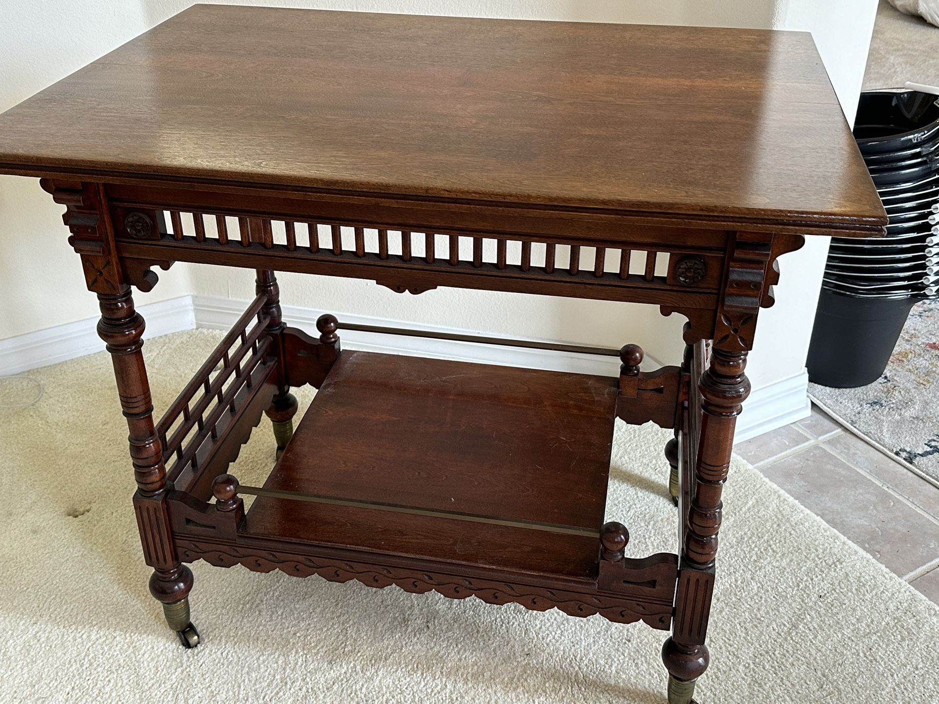 19th Century Antique Aesthetic Movement Bar Cart Table Parlor Buffet Beautiful Original Condition