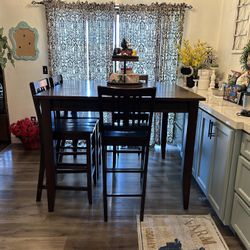 Solid Wood Bar Height Table With 6 Chairs 