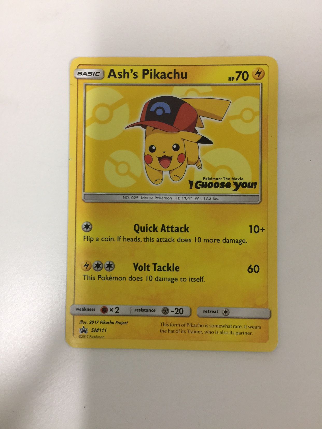 Pokémon’s TCG - Ash’s Pikachu (Sinnoh Hat) Promo SM111 - NM