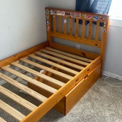 Free Twin Sized Wooden Bed Frame With under bed Storage