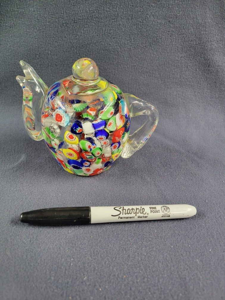 Vintage Collectible Glass Teapot Style Paperweight