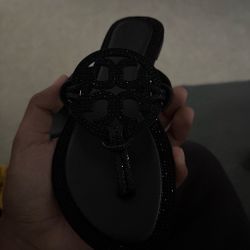 Black sparkly Tory Burch sandals