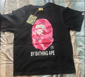 A BATHING APE PINK CAMOUFLAGE T SHIRT