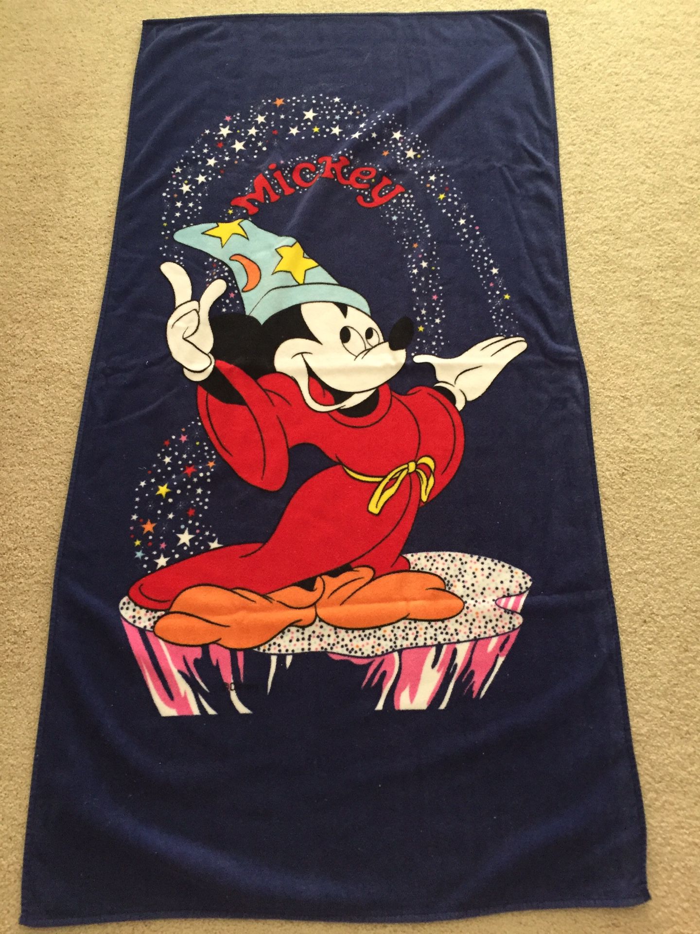 Vintage Disney World Mickey Mouse Sorcerer Beach Towel 60x30