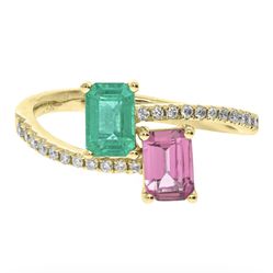 14K YELLOW GOLD PINK SAPPHIRE RING