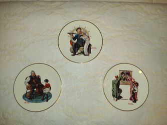 Set of 3 Norman Rockwell plates