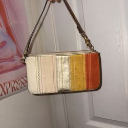 Vintage Coach Suede Multi Color Stripe Y2K Wristlet