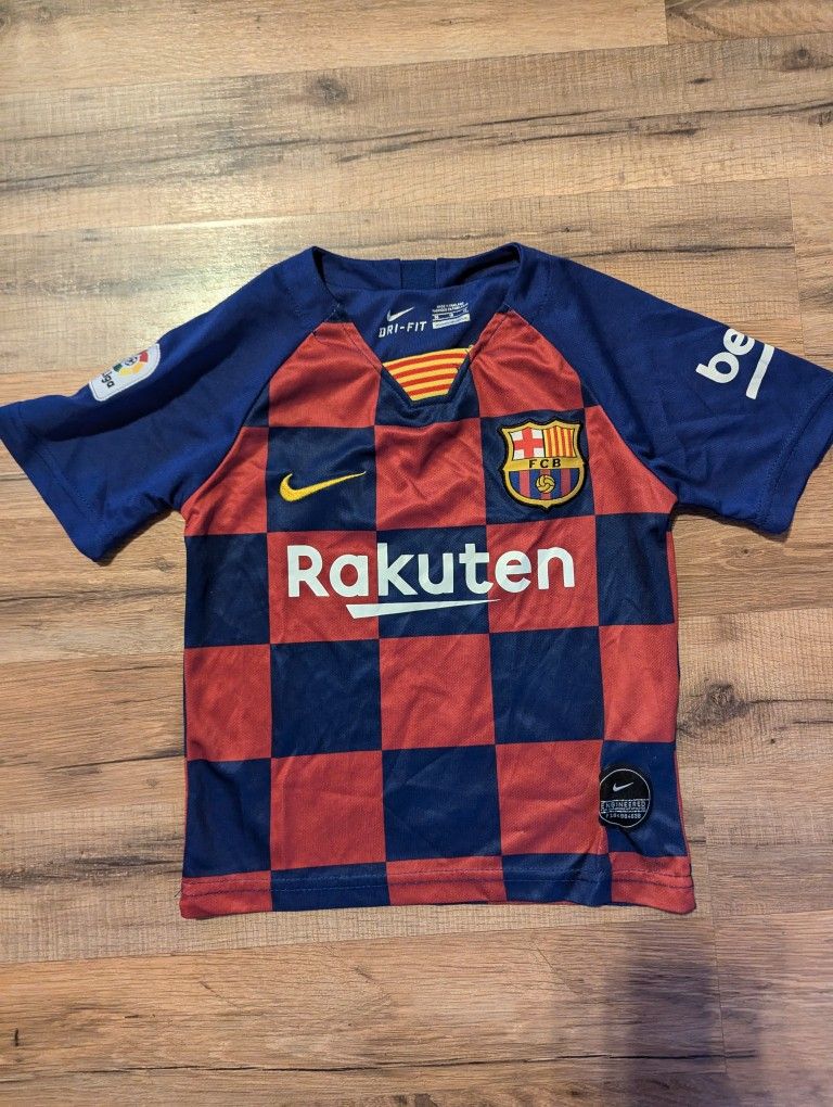 Nike Kids Barcelona Jersey Red and Blue Checkered Design