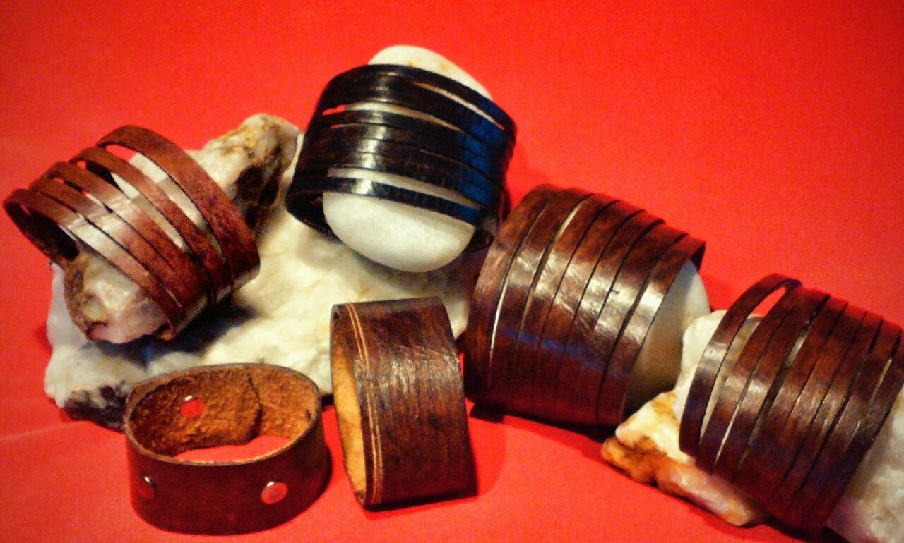 Handmade Leather Bracelets by local designer