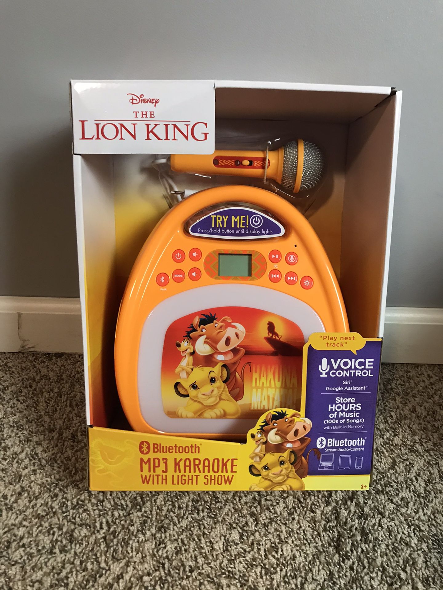 Disney Lion King Bluetooth MP3 Karaoke Machine with Light Show & Store Music NEW