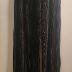 Women’s Black Pleated Ribbed Wide Leg Pants Size Medium