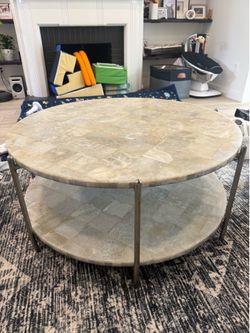 Two tiered marble coffee table