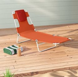 Folding Beach Lounge Chair with Headrest