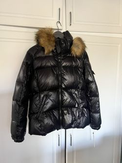 Aqua Faux Fur Black Puffer Jacket - Brand New With Tags