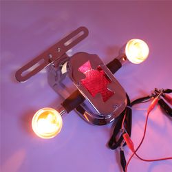 Chrome Metal Cross Tail Light Brake Light Turn Signal For Harley Big Twin FL  PN:XH3118B-D-01-CD-AMBER