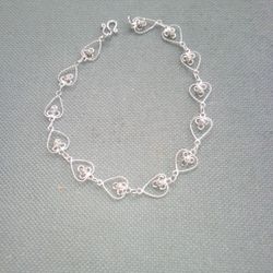 Handcrafted Sterling Silver Bracelet Hearts