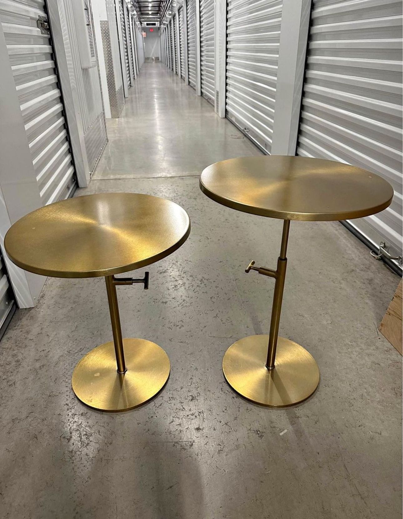 Gold adjustable height tables