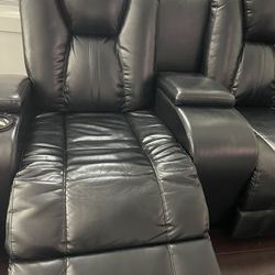 Faux Leather Reclining Love Seat