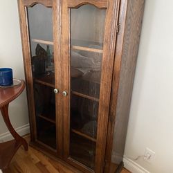 Curio Display Or Bookshelf With Glass Doors