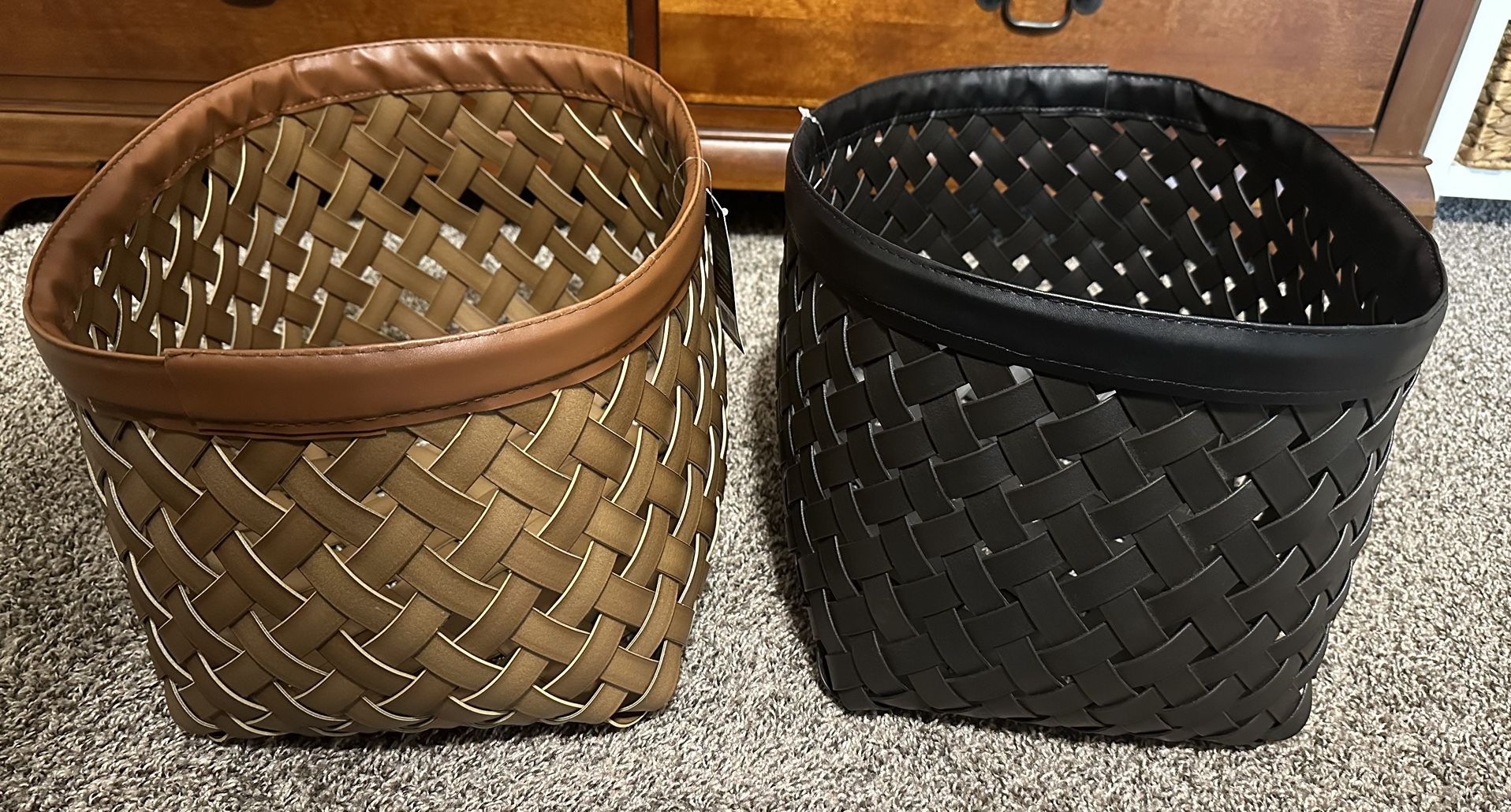 New Set of 2 Black and Brown Basket Set