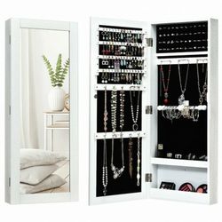 Wall Mounted Mirrored Storage Jewelry Cabinet HW65816

