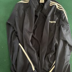 Adidas Originals Men’s 2XL Black Track Jacket | Retro 3-Stripes Full Zip Classic