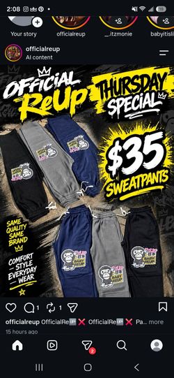 Official ReUp Baby ReUp Graphic Sweatpants