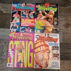 Lot of 4 1980’S VTG Wrestling Magazines Inside Wrestling Four Horsemen Sting
